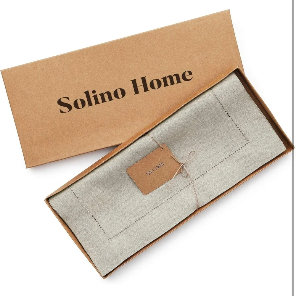 Solino Home Linen Natural Table Runner 144 Inches Long - 100% Pure Linen